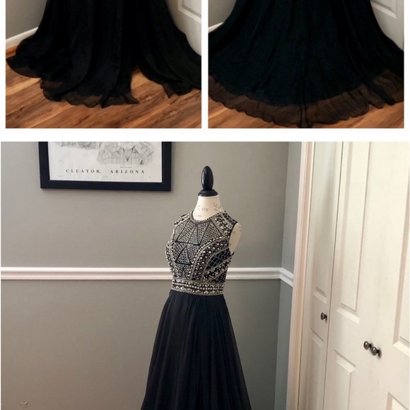 sachin and babi light blue dress NEW MAC DUGGAL SZ 16W BLACK CHIFFON JEWELED ILLUSION FORMAL EVENING GOWN